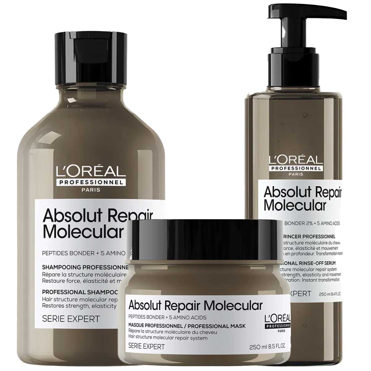 L'Oréal Professionnel - Absolut Repair Molecular Shampoo + Rinse-of Serum + Mask - Voordeelset 1