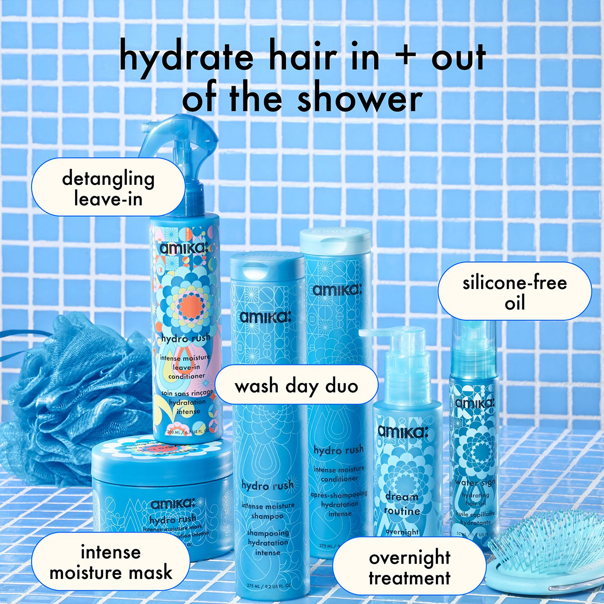 Amika - Hydro Rush Hydrating Shampoo - 1000 ml