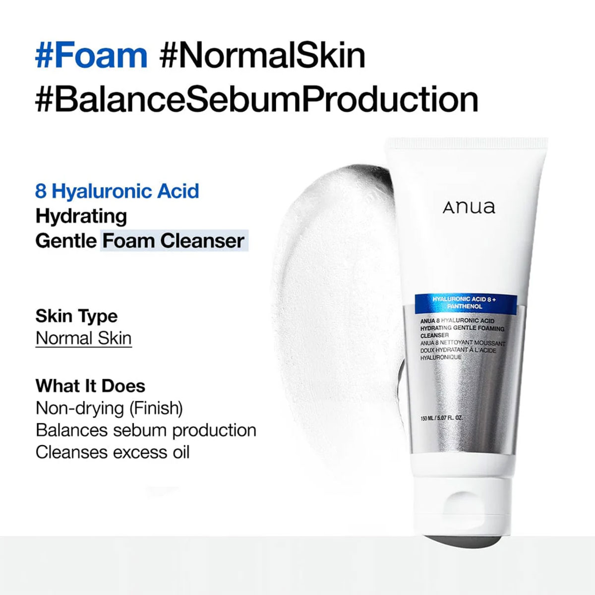 Anua - Hyaluronic Acid Moisturizing Gentle Gel Cleanser - 150 ml 7