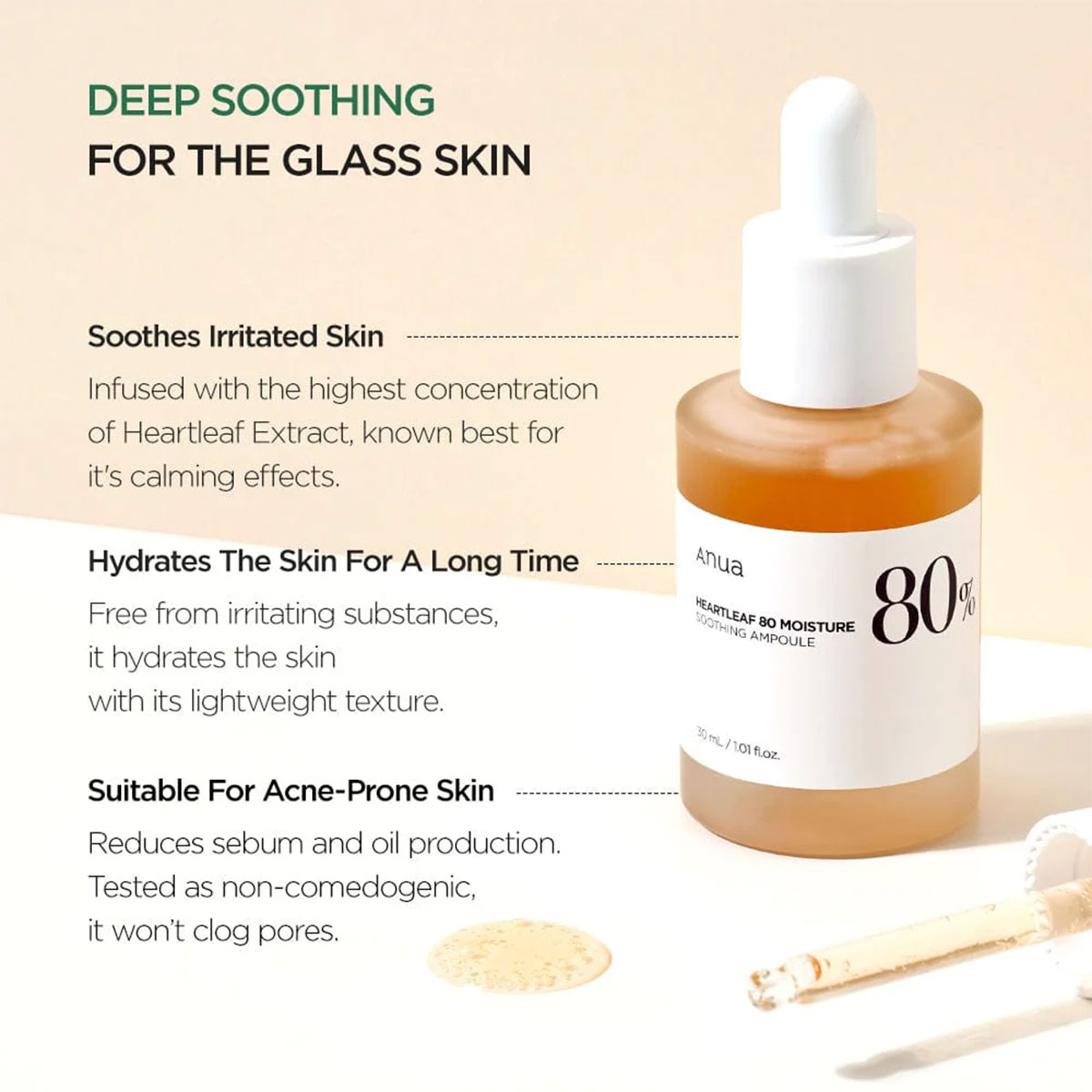Anua - Heartleaf 80% Soothing Ampoule - 30 ml 5