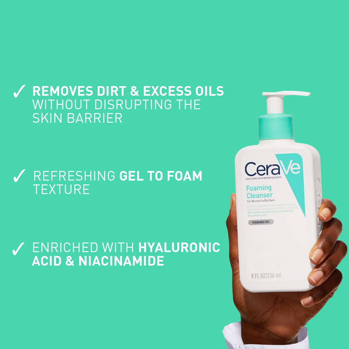 CeraVe - Schuimende Cleanser met Niacinamide voor Normale tot Vettige Huid - 236 ml 4