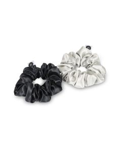 Beauty Pillow Luxury Silk Scrunchies Silver & Black