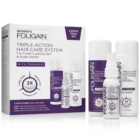 Foligain - Women - 3-Piece Trial Set for Fuller-Looking Hair