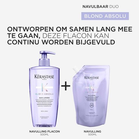 Kérastase - Blond Absolu Bain Lumiére Shampoo 500 ml + Refill Shampoo 500 ml - Voordeelset voor Ontkleurd Haar