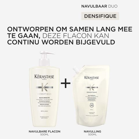 Kérastase - Densifique Bain Densité Shampoo 500 ml + Refill Shampoo 500 ml - Voordeelset voor Voller Haar