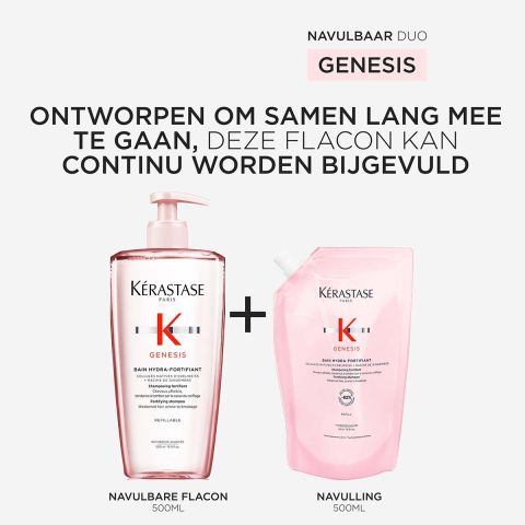 Kérastase - Genesis Bain Hydra-Fortifiant Shampoo 500 ml + Refill Shampoo 500 ml - Voordeelset Anti-Haaruitval
