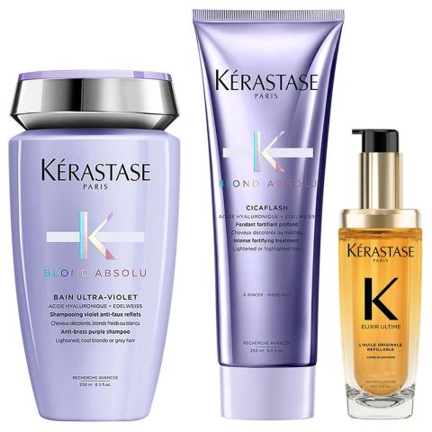 Kérastase - Blond Absolu Shampoo + Conditioner + Elixir Ultime L'Huile Originale Haarolie - Voordeelset Blond Haar