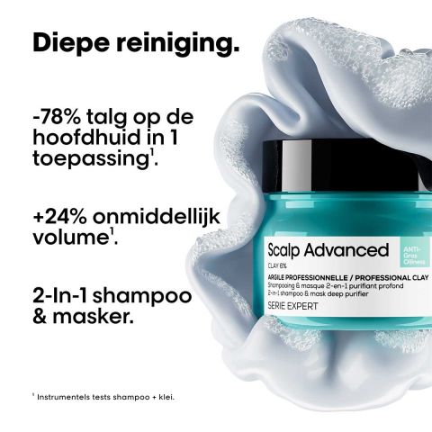L'Oréal Professionnel - Scalp Advanced - Anti-Oiliness - 2-in-1 haarklei voor vet haar - 250 ml