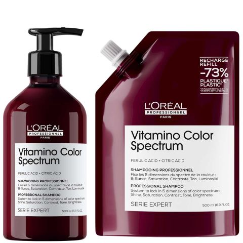 L'Oréal Professionnel - Vitamino Color Spectrum Shampoo 500 ml + Refill Shampoo 500 ml - Voordeelset voor Gekleurd Haar