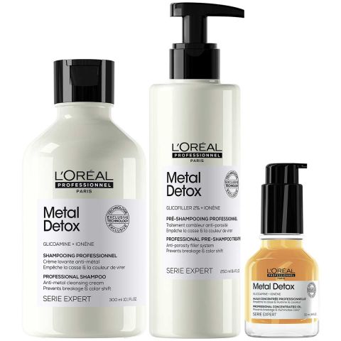 L'Oréal Professionnel - Metal Detox Pre-Shampoo + Shampoo + Olie Voordeelset