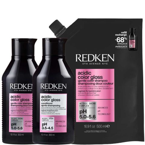 Redken - Acidic Color Gloss Shampoo 300 ml + Refill 500 ml + Conditioner 300 ml - Voordeelset