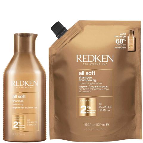 Redken - All Soft Shampoo 300 ml + Refill 500 ml - Voordeelset