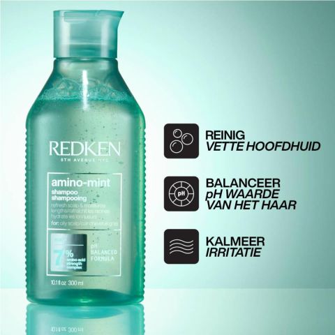 Redken - Amino Mint Shampoo voor een Vette Hoofdhuid - 300 ml