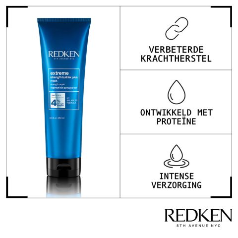 Redken - Extreme Strength Builder Plus Mask Versterkend Masker voor Beschadigd Haar - 250 ml