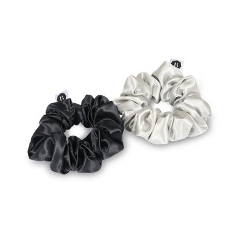 Beauty Pillow Luxury Silk Scrunchies Silver & Black