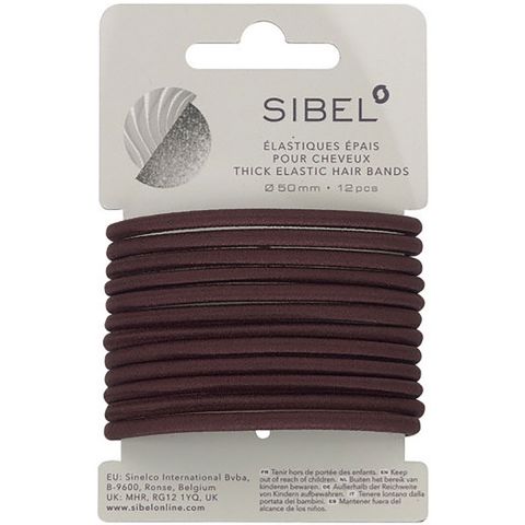 Sibel - Thick Elastic Hair Bands - Brown - 12 Stuks