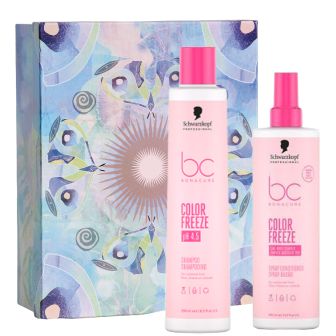 Schwarzkopf Color Freeze Limited Edition Gift Box met twee roze flacons voor een blauwpaarse geschenkdoos
