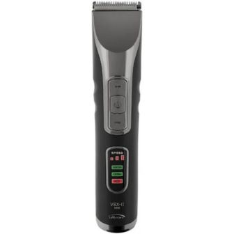 Ultron Nuska Titanium Trimmer rechtopstaand met display en bedieningsknoppen, pakshot op witte achtergrond