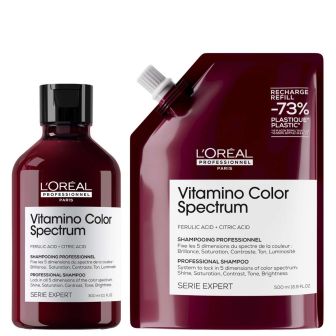 L'Oréal Professionnel Vitamino Color Spectrum Shampoo 300 ml + Refill Shampoo 500 ml Voordeelset voor Gekleurd Haar