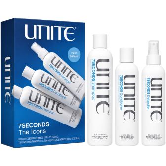 Unite The Icons Set met blauwe doos en drie witte flacons ernaast