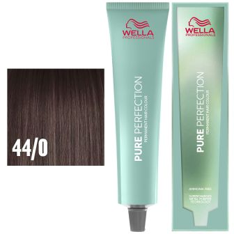 Wella Professionals Pure Perfection pakshot van mintgroene tube en doos naast staal donkerbruin haar