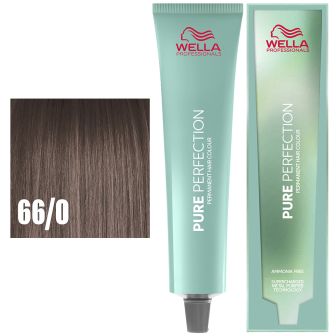 Wella Professionals Pure Perfection pakshot met mintgroene tube, kartonnen doosje en een stalen haarlok in asbruin