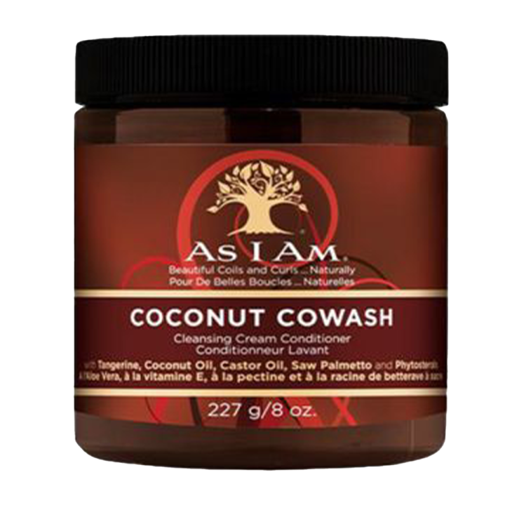As I Am Coconut CoWash Cleansing Conditioner pot met zwarte dop en donkerrood etiket, pakshot