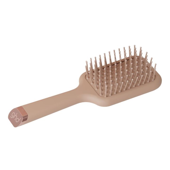 ghd All Rounder Mini Paddle Brush Cashmere, pakshot van beige haarborstel met ronde pinnen