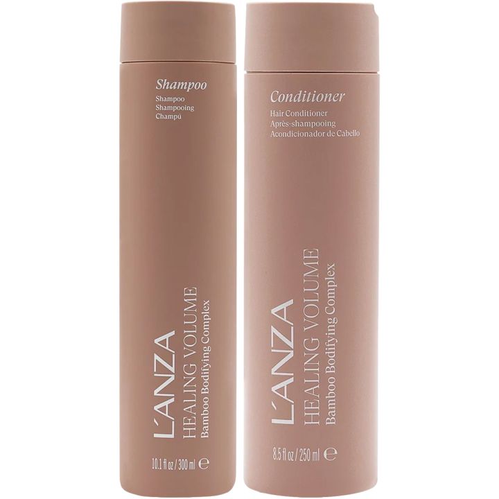 L'Anza Healing Volume Voordeelset met twee beige flessen shampoo en conditioner