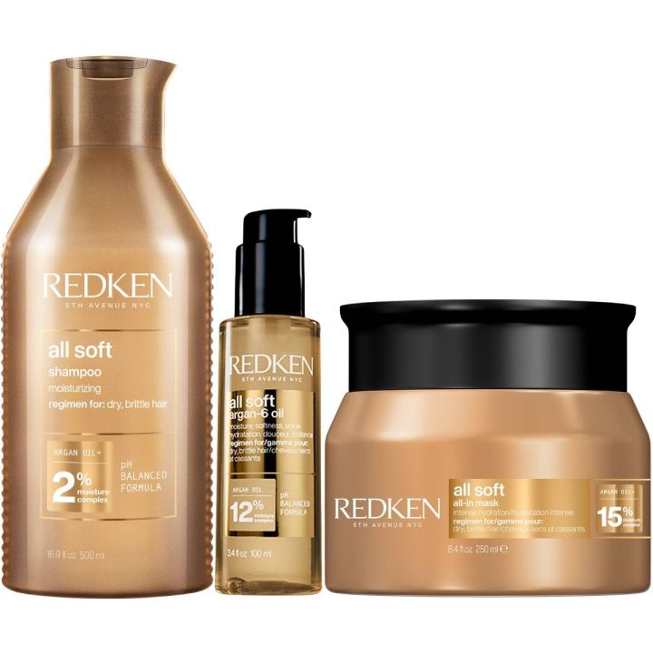 Redken All Soft Shampoo + Masker + Haarolie Voordeelset