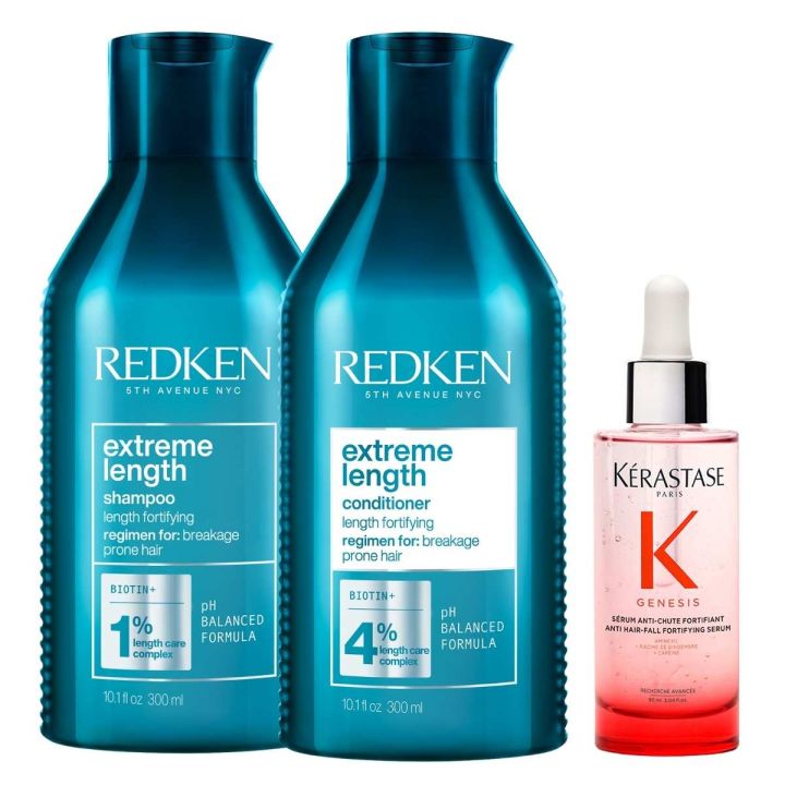Redken Extreme Length Shampoo + Conditioner + Kérastase Genesis Serum Voordeelset Haargroei