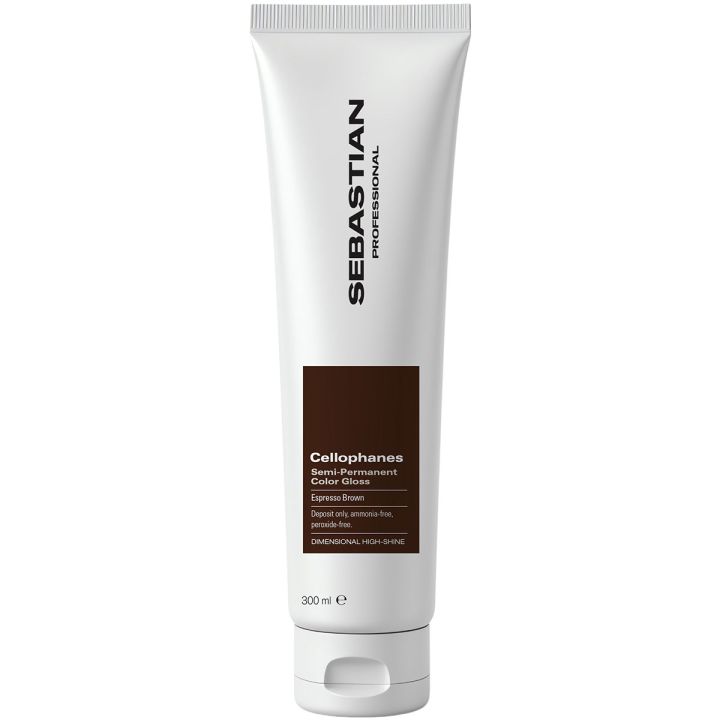 Sebastian Cellophanes Espresso Brown witte tube met bruin etiket, staand pakshot