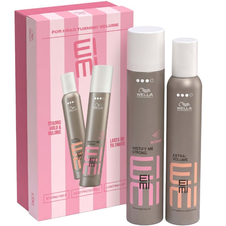 Wella Professionals Eimi Gift Box met roze doos en twee bruine spuitbussen