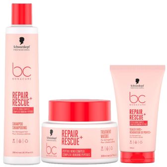 Schwarzkopf Repair Rescue Shampoo + Masker + Leave in Crème Set