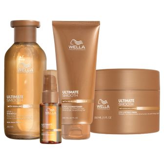 Wella Professionals Ultimate Smooth Shampoo, Conditioner, Haarmasker & Oil Serum Voordeelset