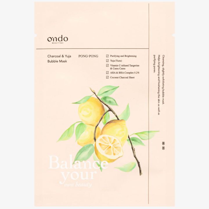 Ondo Beauty Charcoal & Yuja Bubble Mask 25gr