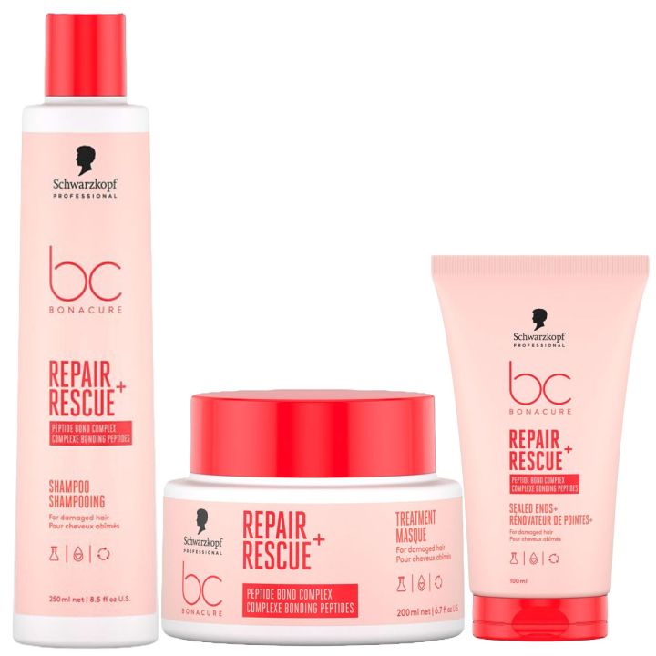 Schwarzkopf Repair Rescue Shampoo + Masker + Leave in Crème Set