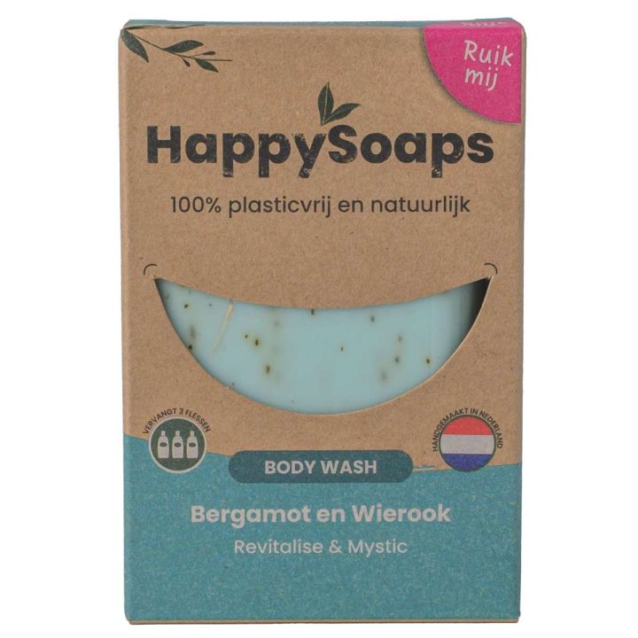 HappySoaps Body Wash Bar Bergamot & Wierook 100 gr