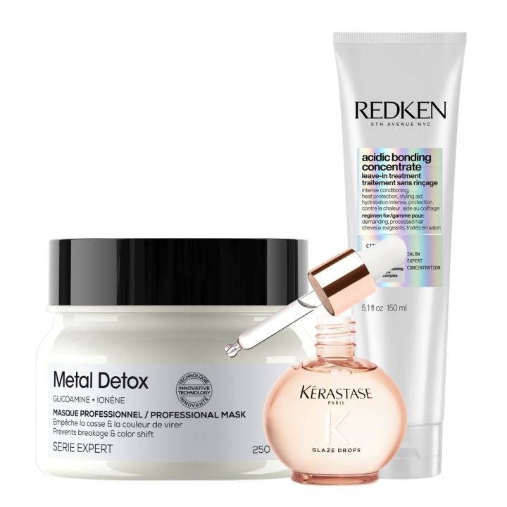 L'Oréal Professionnel Metal Detox Masker + Redken Acidic Bonding Concentrate Leave-In + Kérastase Gloss Absolu Glaze Drops Voordeelset Viral