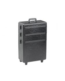 Sibel - Aluminium Kapperskoffer - Zwart Croco Motief - 63x36x22 cm