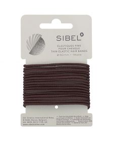 Sibel - Thin Elastic Hair Bands - Brown - 16 Stuks