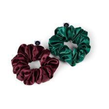 Beauty Pillow Luxury Silk Scrunchies Forest Green & Red