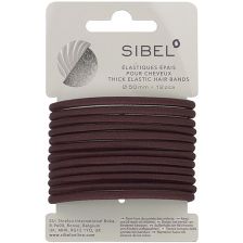 Sibel - Thick Elastic Hair Bands - Brown - 12 Stuks