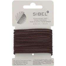 Sibel - Thin Elastic Hair Bands - Brown - 16 Stuks