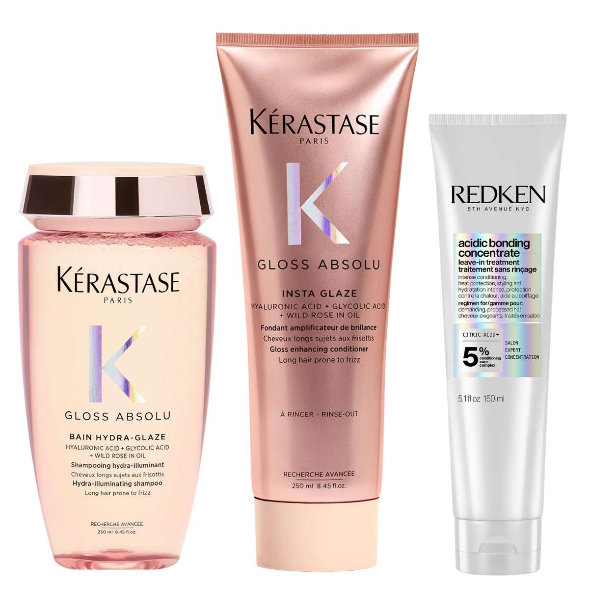 Kérastase Gloss Absolu Hydra-Glaze Shampoo + Conditioner + Redken
