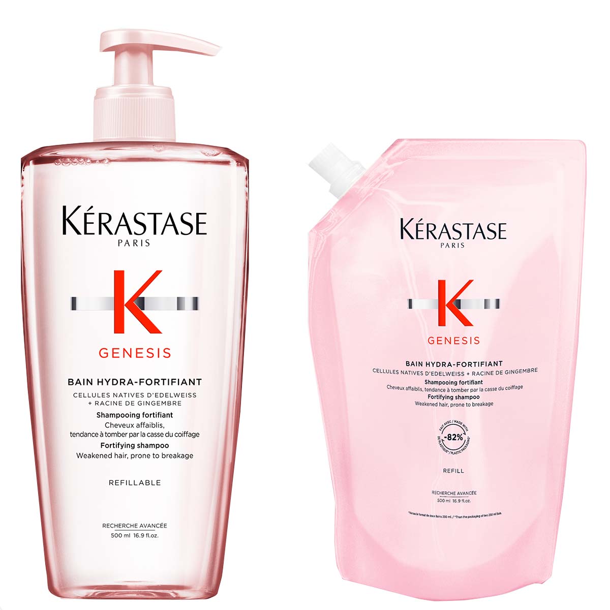 Kérastase - Genesis Bain Hydra-Fortifiant Shampoo 500 ml + Refill Shampoo 500 ml - Voordeelset Anti-Haaruitval 1