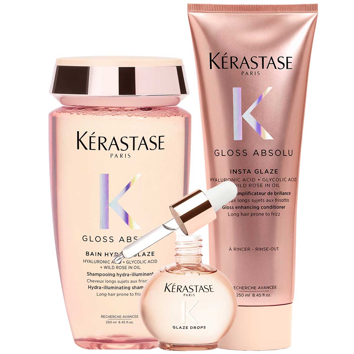Kérastase - Gloss Absolu Shampoo + Conditioner + Haarolie - Voordeelset voor Lang en Pluizig Haar 1