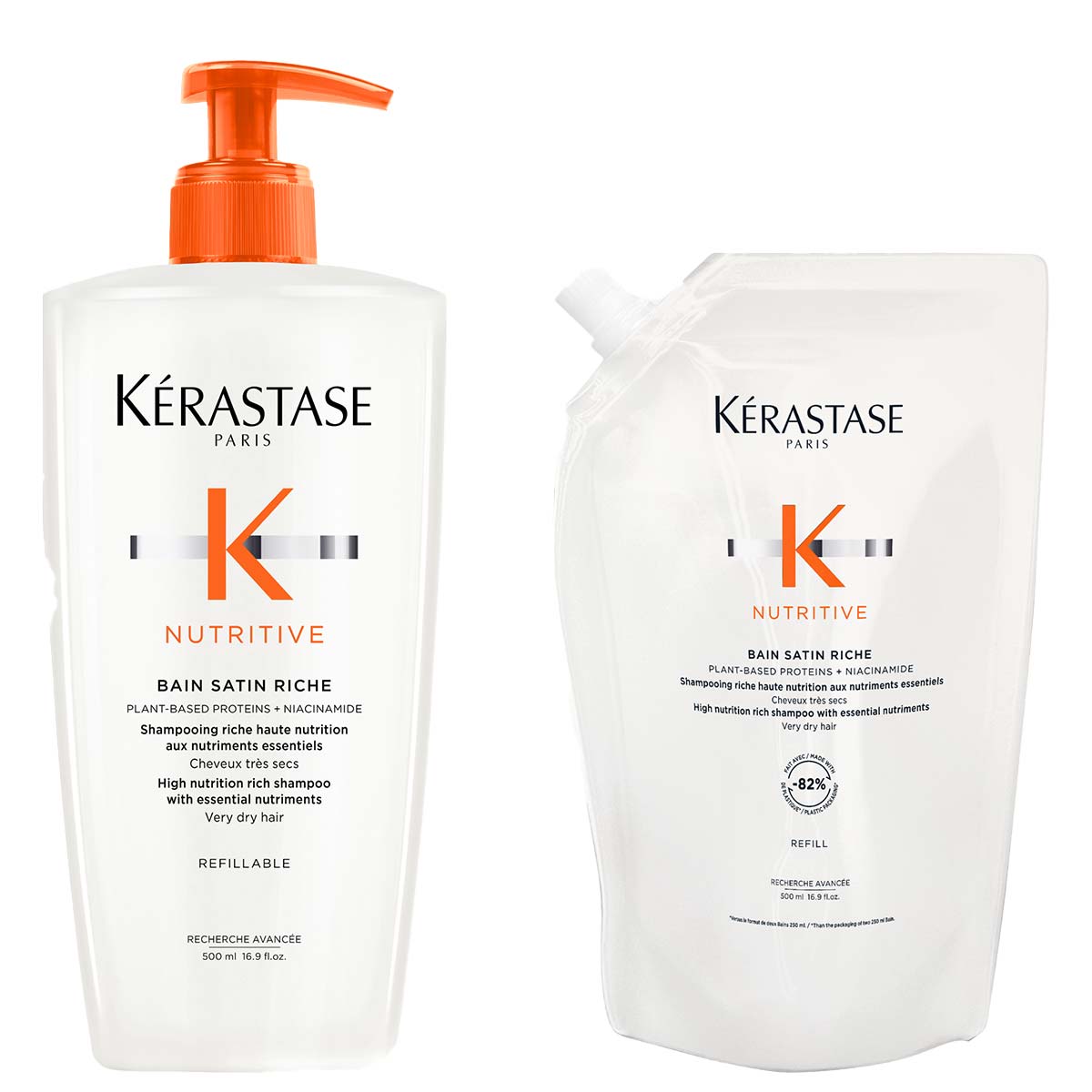 Kérastase - Nutritive Bain Satin Riche Shampoo 500 ml + Refill Shampoo 500 ml - Voordeelset voor Droog Haar 1