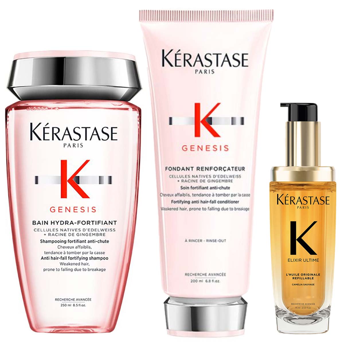 Kérastase Genesis Shampoo + Conditioner + Elixir Ultime Haarolie