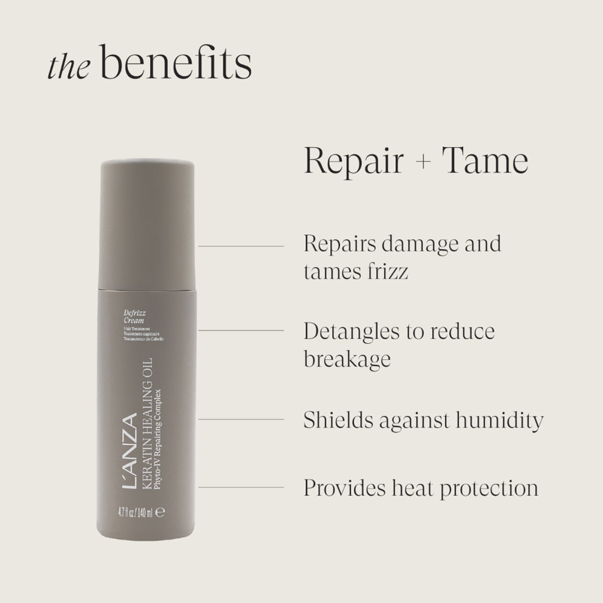L'Anza - Keratin Healing Oil Defrizz Cream - 140 ml 2